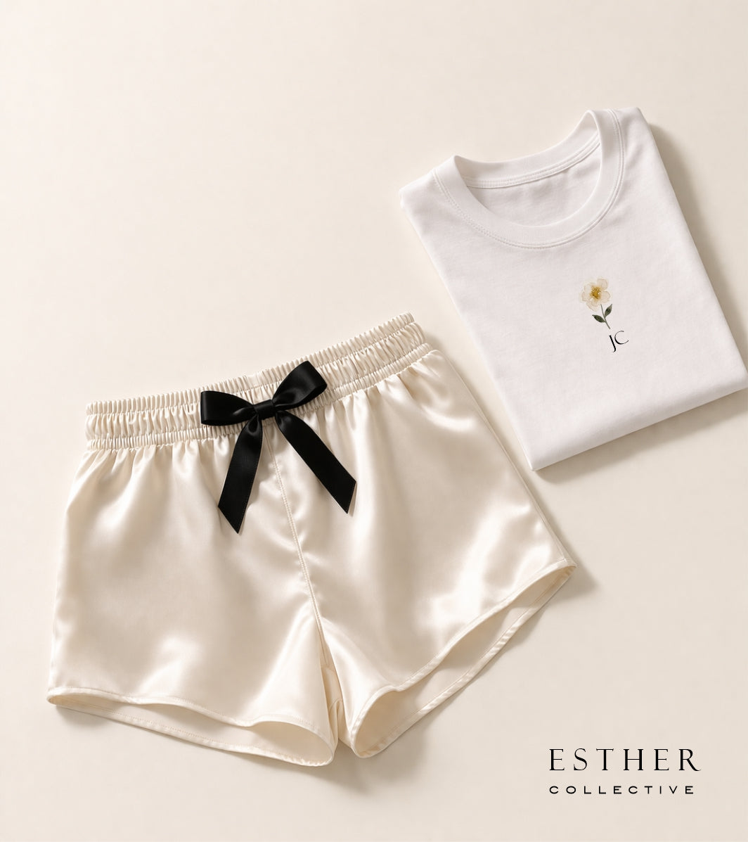 Mother's Day - Pyjama set with Satin Short and pyjama t shirt