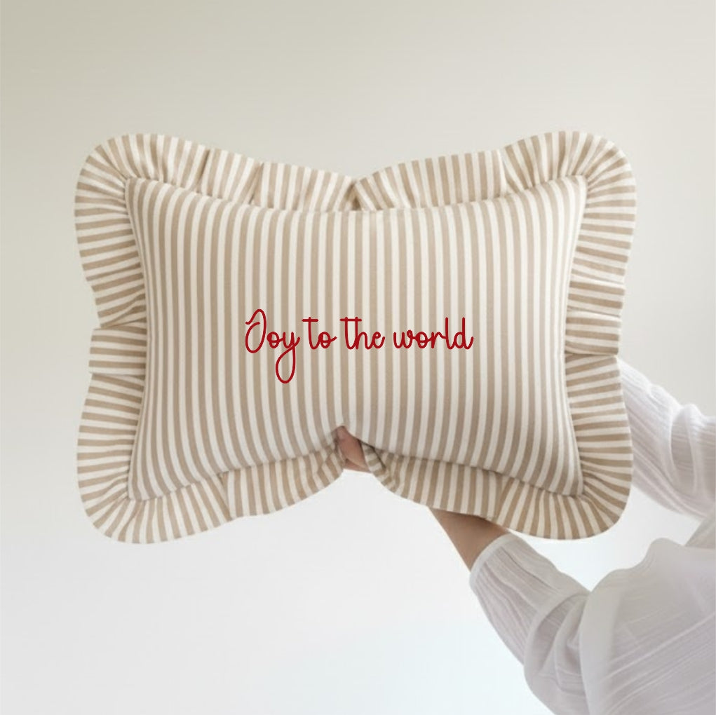 Christmas Home Edition Beige Ruffle scatter cushion - stripes