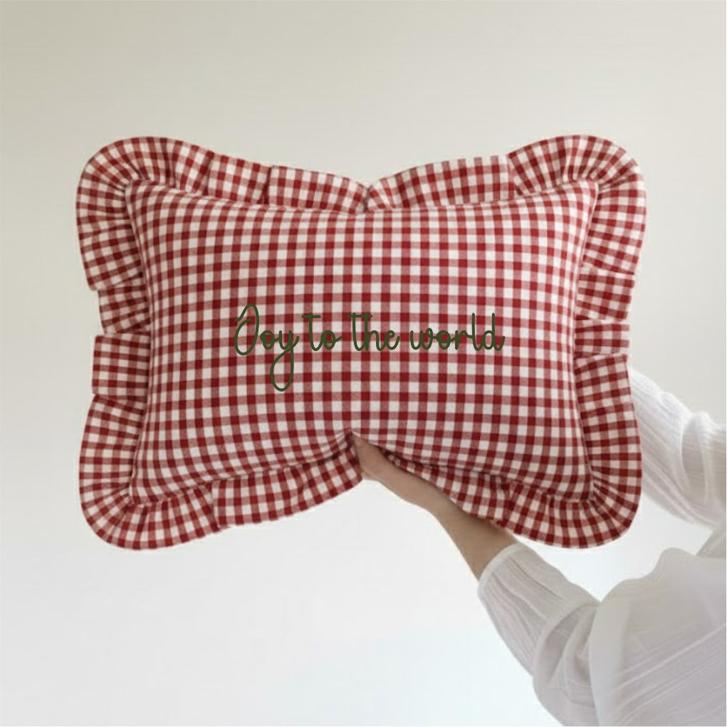 Christmas Home Edition Red Ruffle scatter cushion - small check