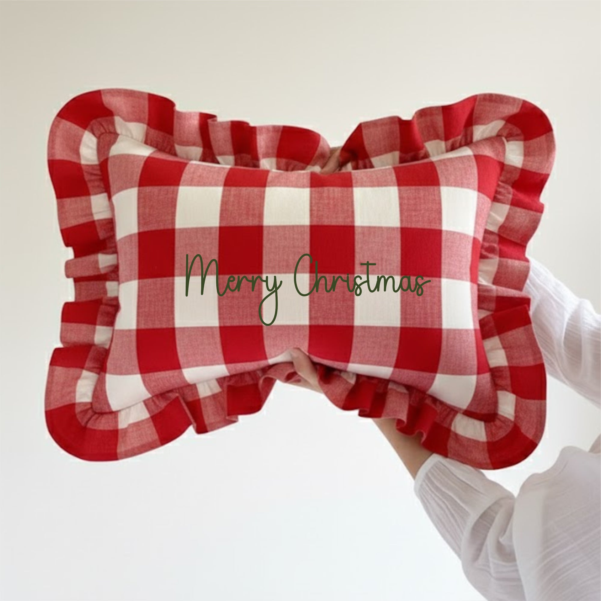Christmas Home Edition Red Gingham Ruffle Scatter Cushion - Medium check