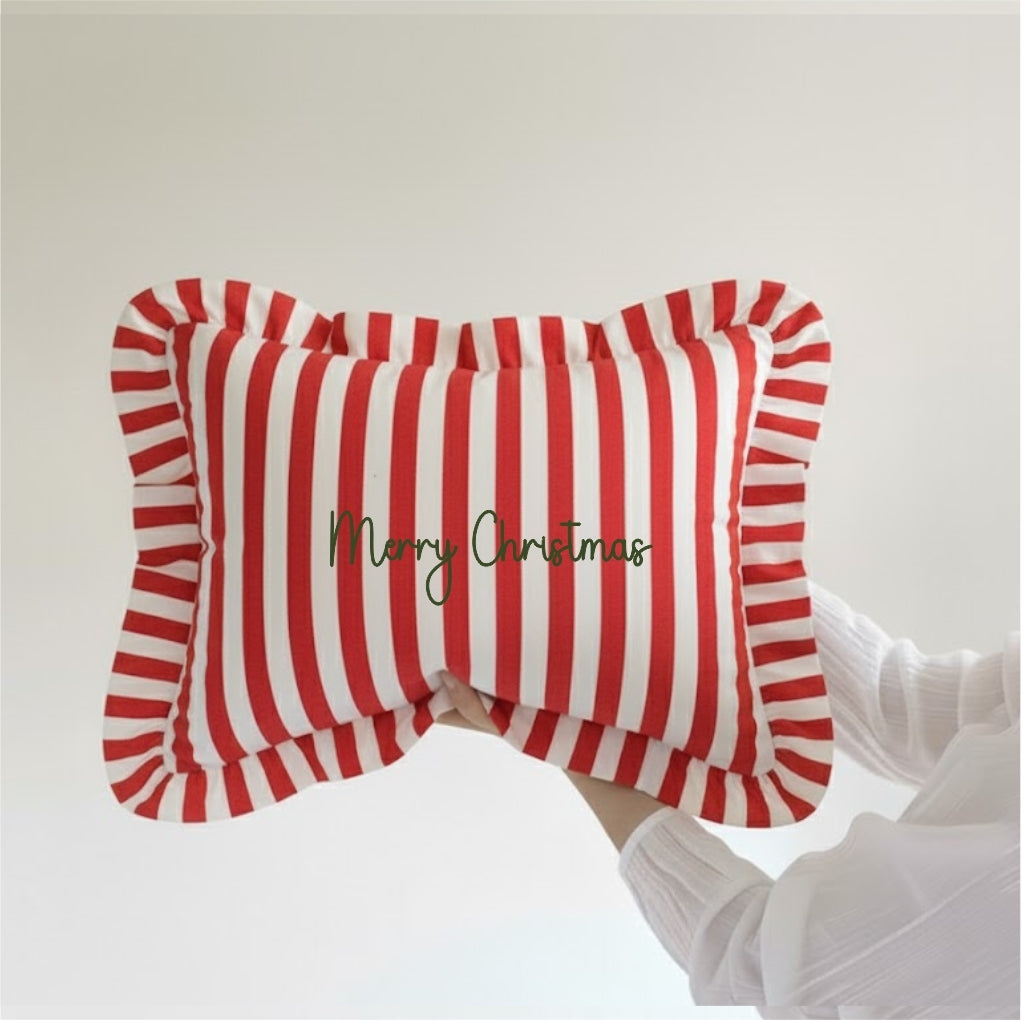 Christmas Home Edition Red Ruffle scatter cushion - stripes