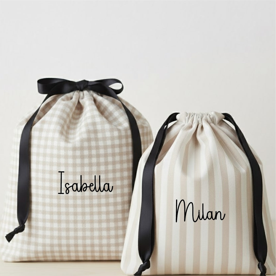 Christmas Fabric Gift Bag Beige