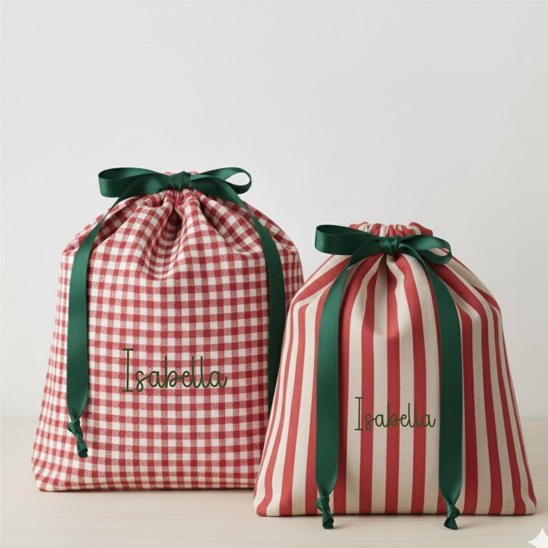 Christmas Fabric Gift Bag - Red