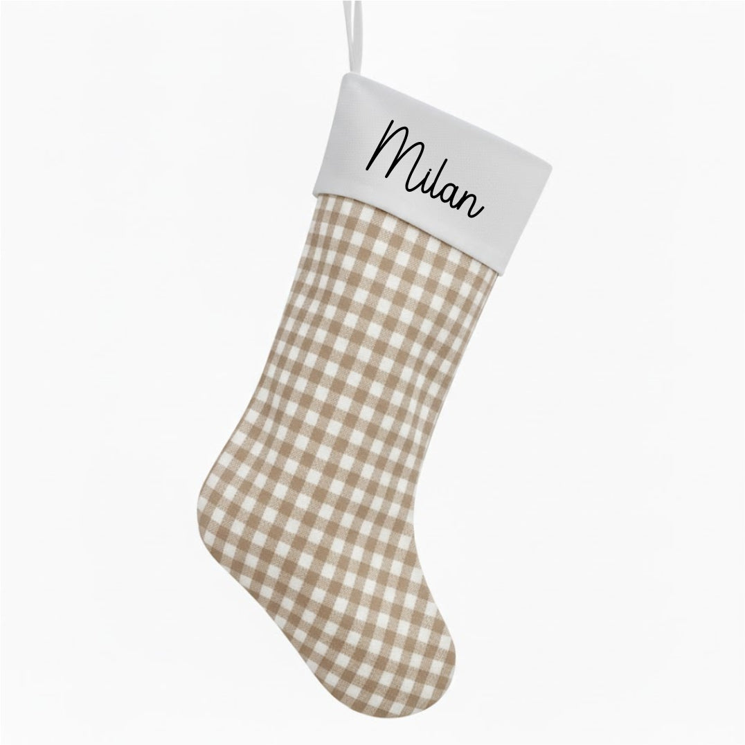 Christmas Stocking Beige Gingham