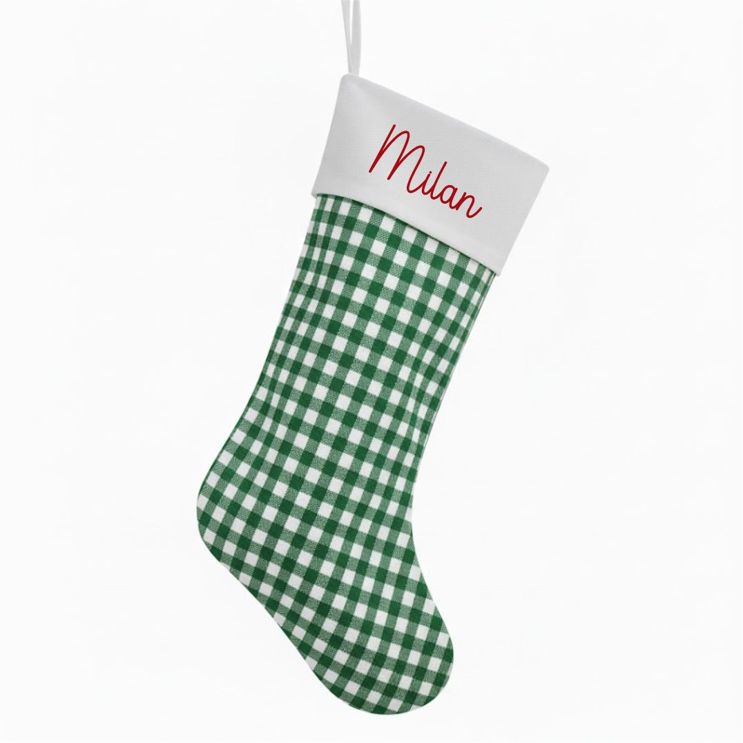 Christmas Stocking Green Gingham
